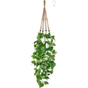 Mkono Fake Hanging Plant with Pot, Artificial Plants for Home Spring Decor
